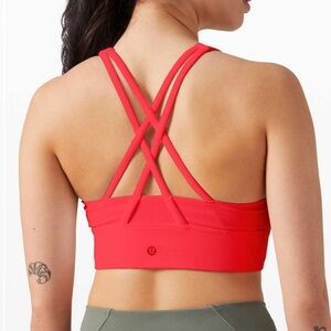 Lululemon Energy neck longline high neck bra *ribbed luxtreme in carnation red